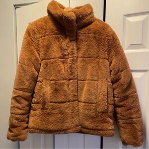 Cozy Brown faux fur Jacket. Size M